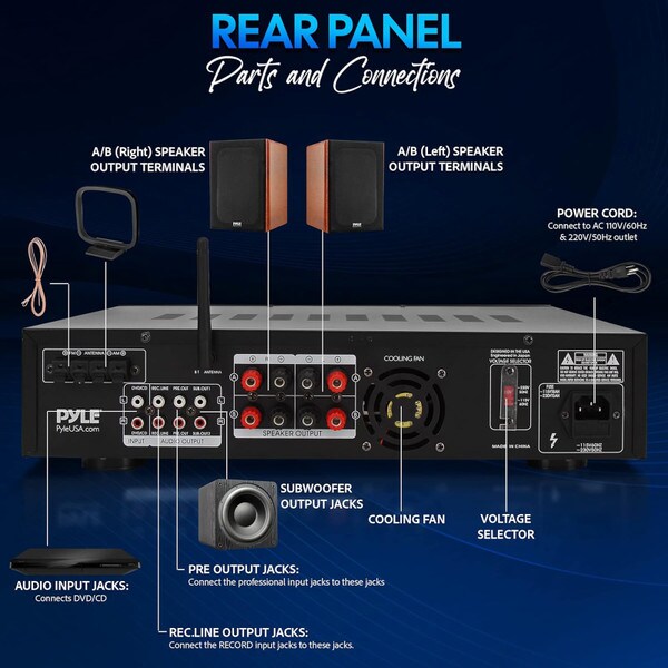 Main product image for Pyle P3301BAT Bluetooth Hybrid Amplifier Receiver310-2698